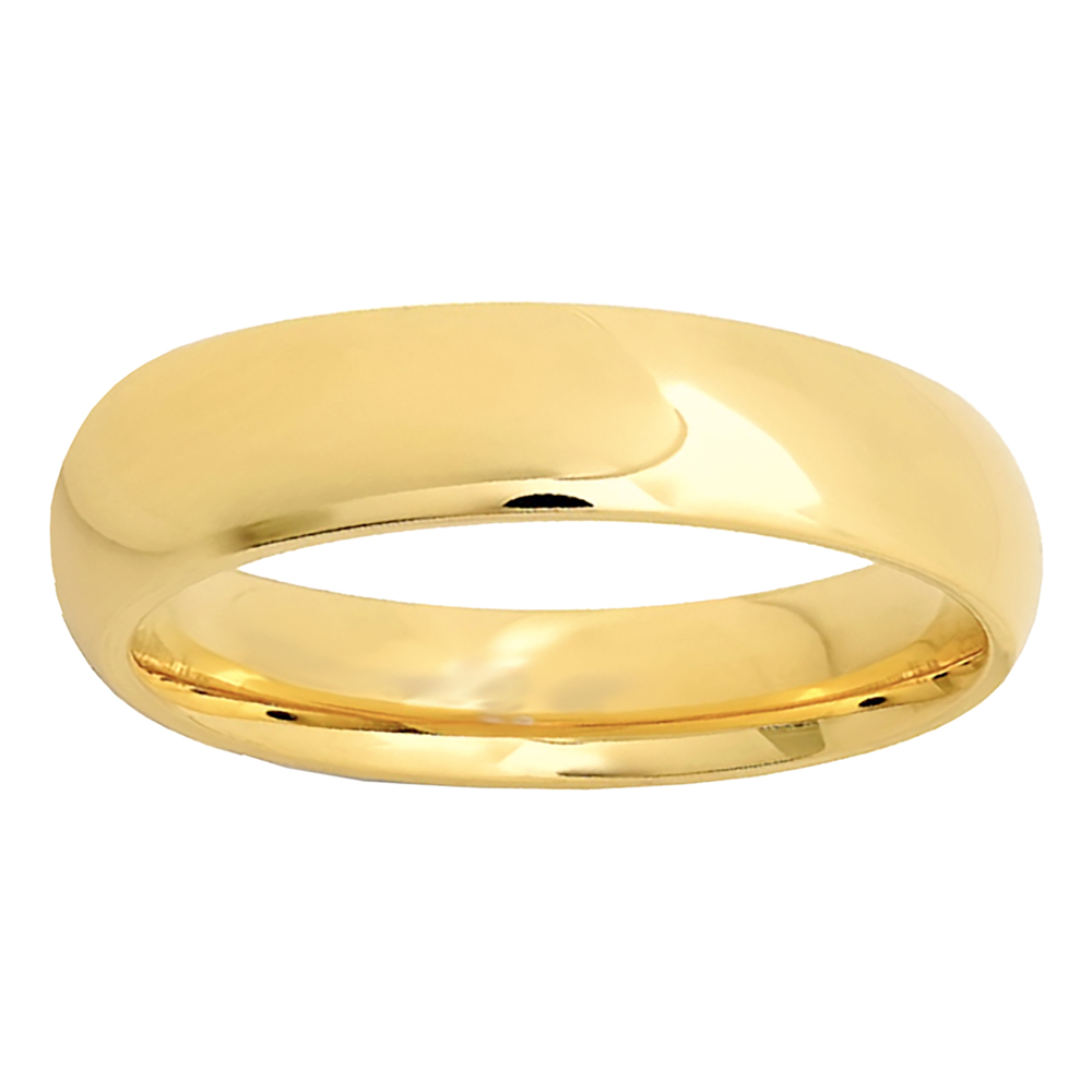 Stainless Steel Yellow Domed Wedding Anniversary 5mm Size-6 Comfortfit Band Ring